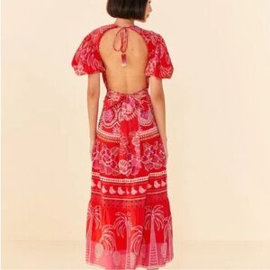 NWT Farm Rio Red Summer Sunrise Backless Midi Dress